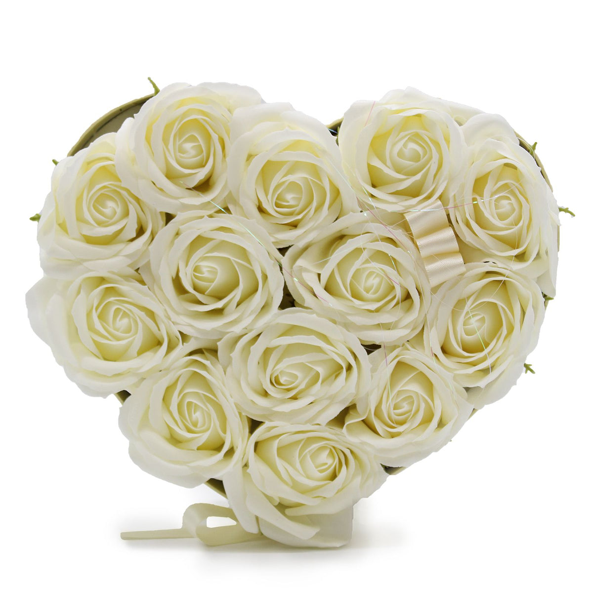 Cream Rose Soap Flower Bouquet | 13 Roses Heart | Luxury Bath Gift | Valentine's Mother's Day Wedding