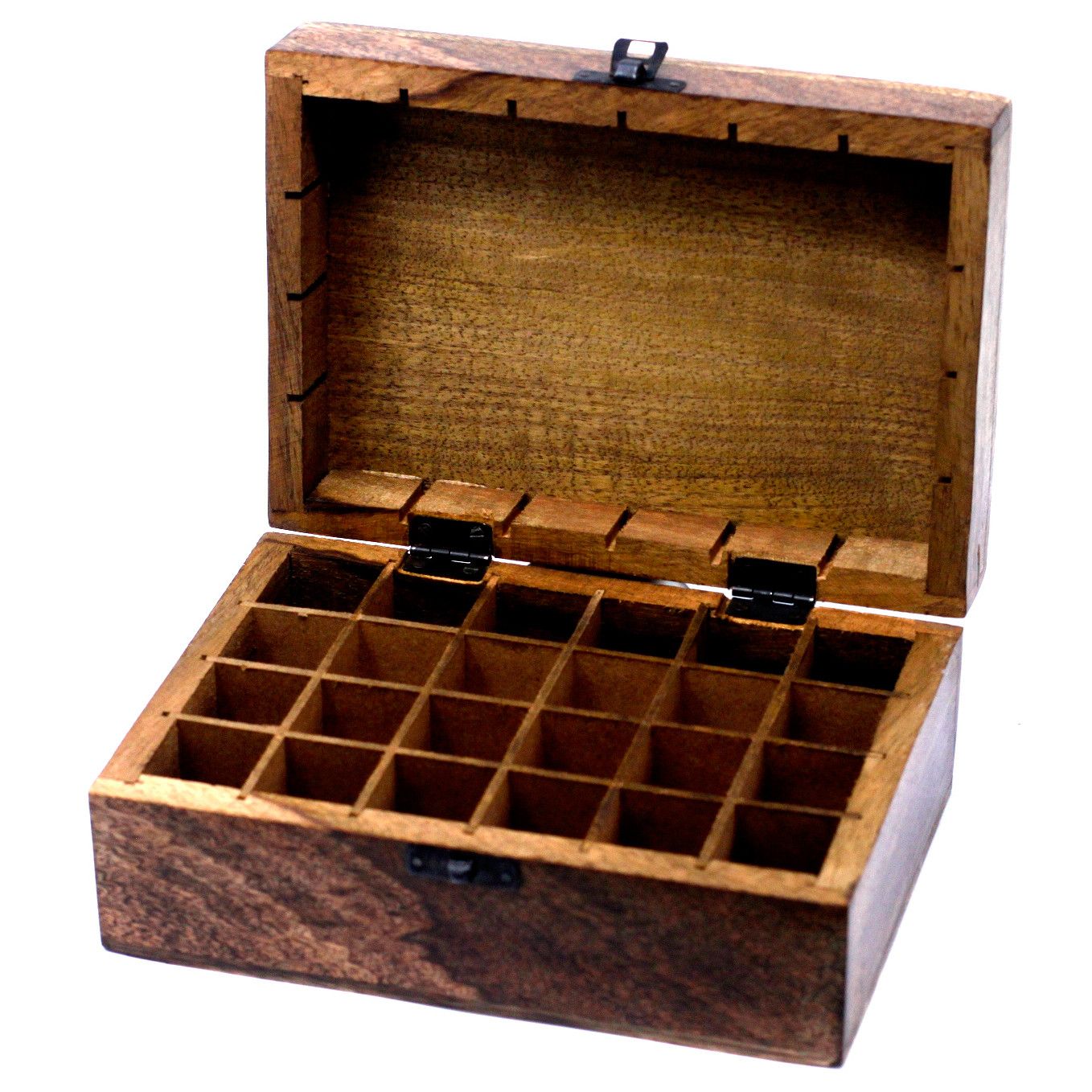 Mango Wood Aromatherapy Storage Box | Holds 24 Essential Oil Bottles | Organisation Gift