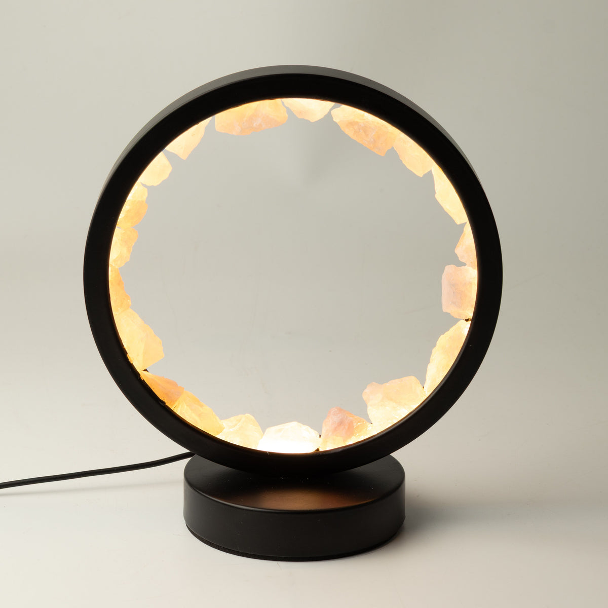 Rose Quartz Gemstone Halo Lamp | Natural Crystal Ring Light | USB | Zen Body | Love & Self-Care Gift