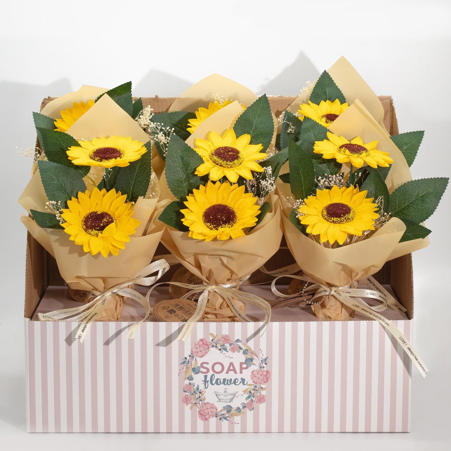 Soap Flower Sunflower Bouquet | Two Stems | Luxury Floral Gift | Birthday & Thank You Gift
