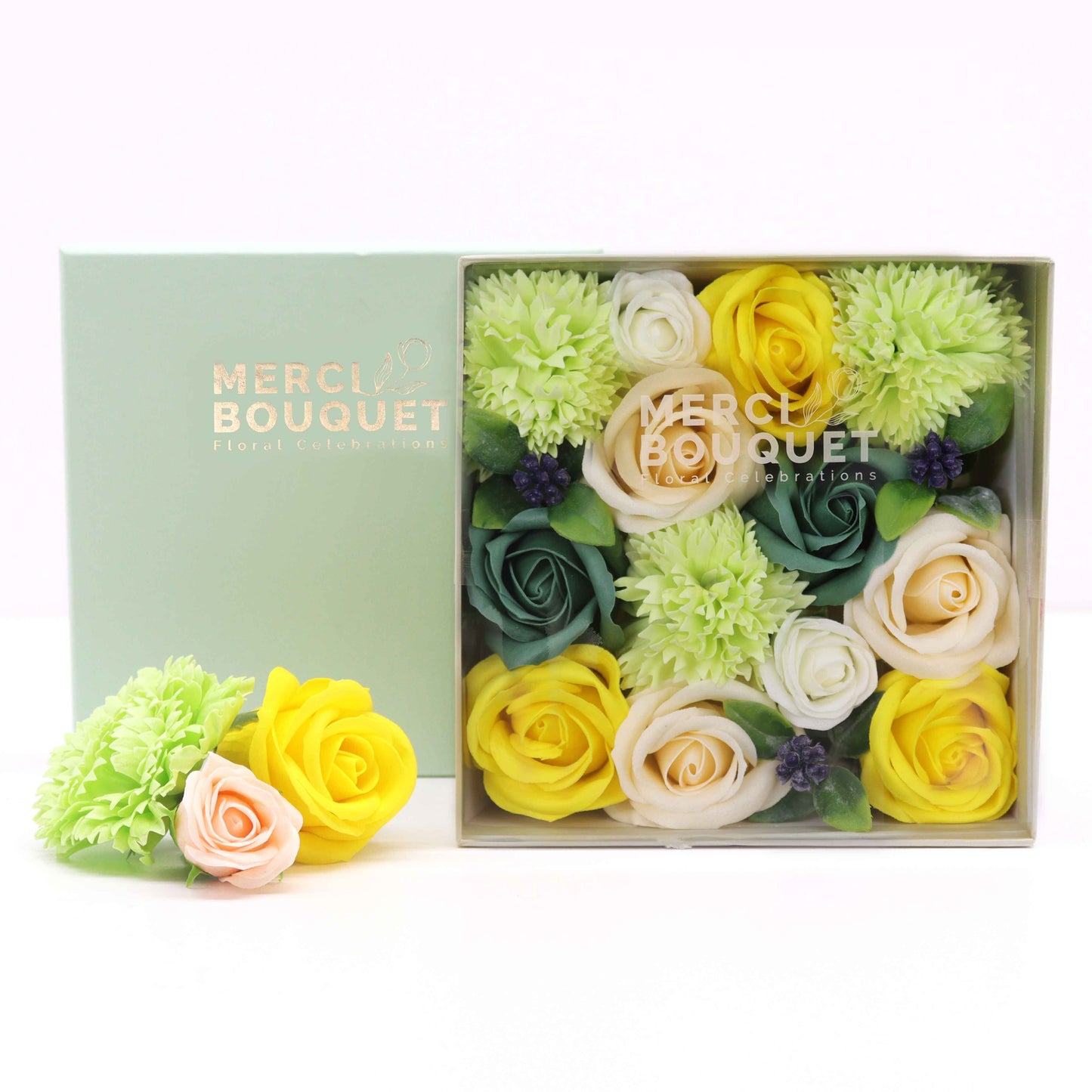 Spring Celebrations Square Gift Box | Yellow & Green | Luxury Easter & Spring Gift