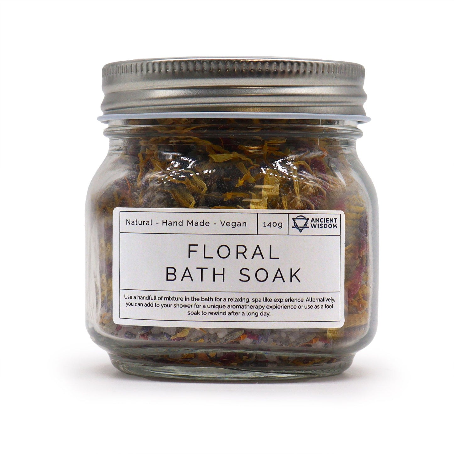 Floral Bath Soak | Lavender, Rose & Chamomile | Sea Salt | 140g | Amber & Calm