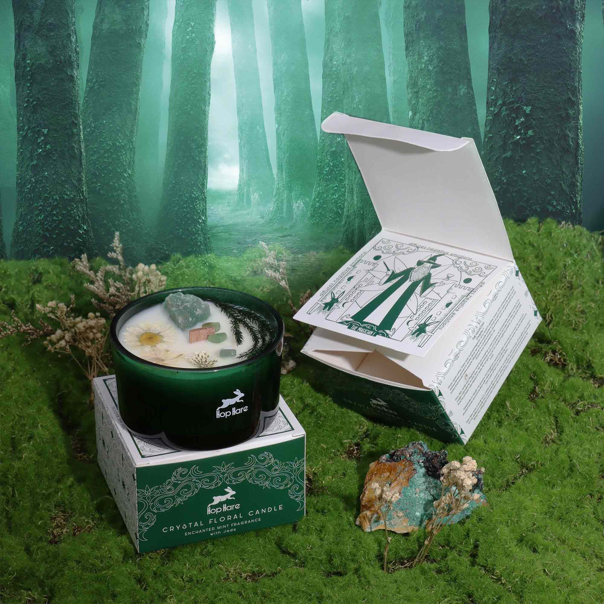 The Magician Crystal Magic Candle | Enchanted Mint | Jade | Tarot Candle Manifestation Gift