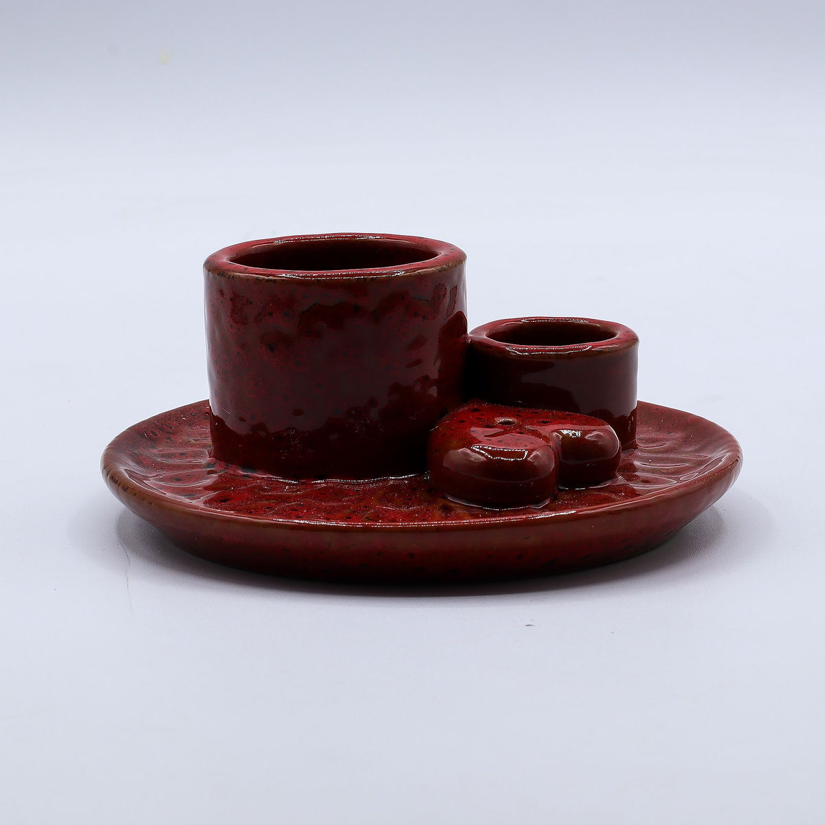 Palo Santo Smudge Stick & Red Mandala Heart Ceramic Holder | Spiritual Cleansing Gift