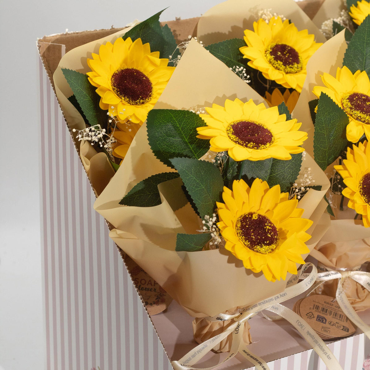 Soap Flower Sunflower Bouquet | Two Stems | Luxury Floral Gift | Birthday & Thank You Gift