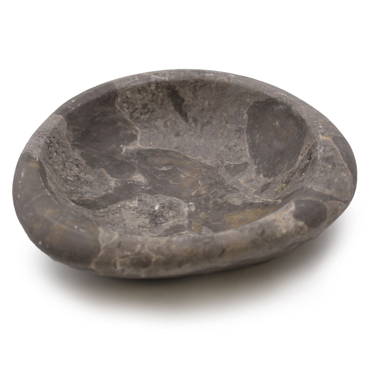 Tri-Oval Marble Soap Dish | Grey & Black Natural Stone | Luxury Bathroom Accessory | Artisan Home Gift