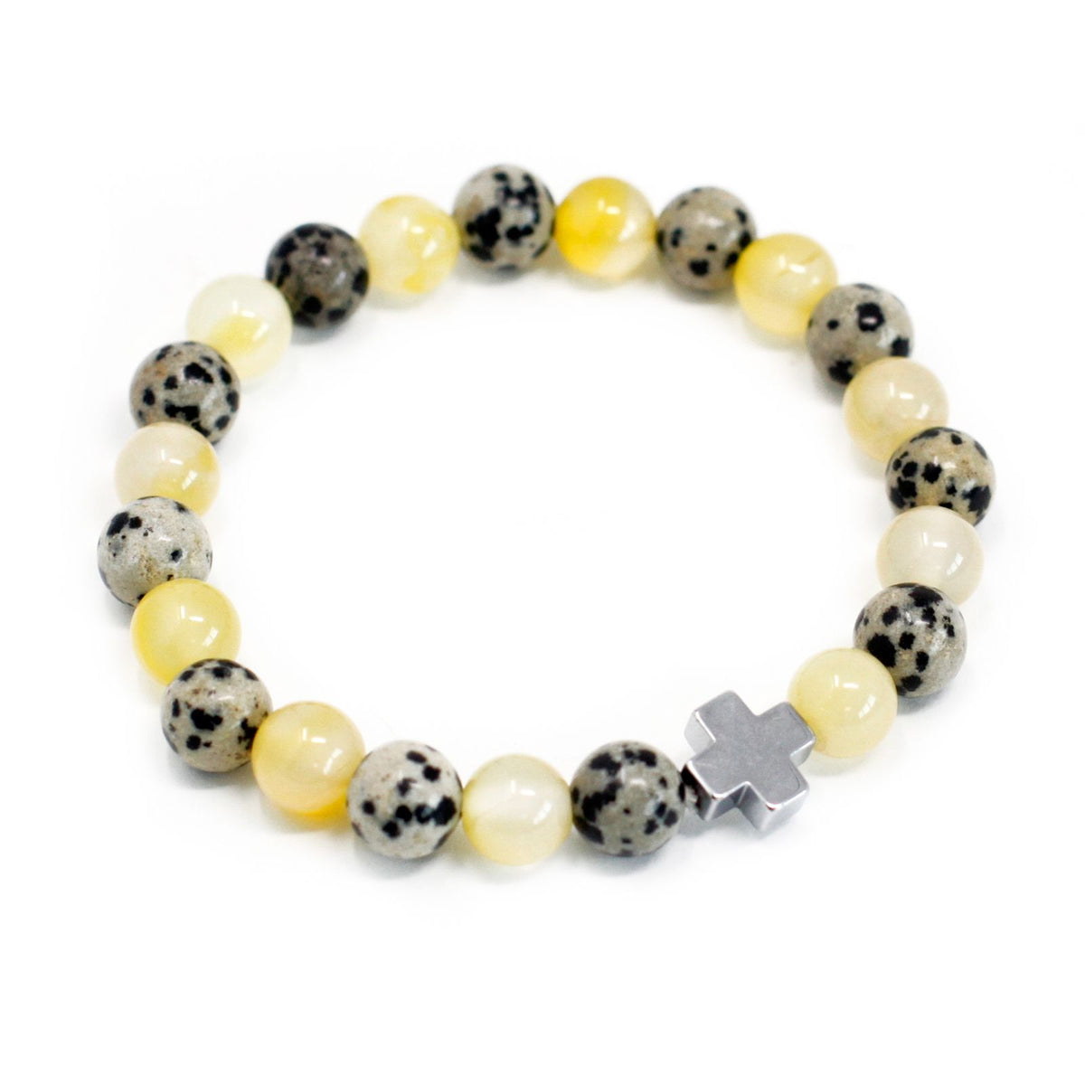 Gemstone Friendship Bracelets — Dalmatian Jasper & Yellow Agate | Set of 2