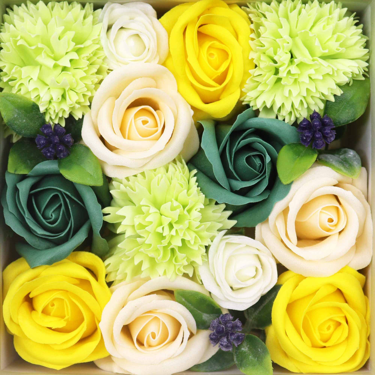 Spring Celebrations Square Gift Box | Yellow & Green | Luxury Easter & Spring Gift