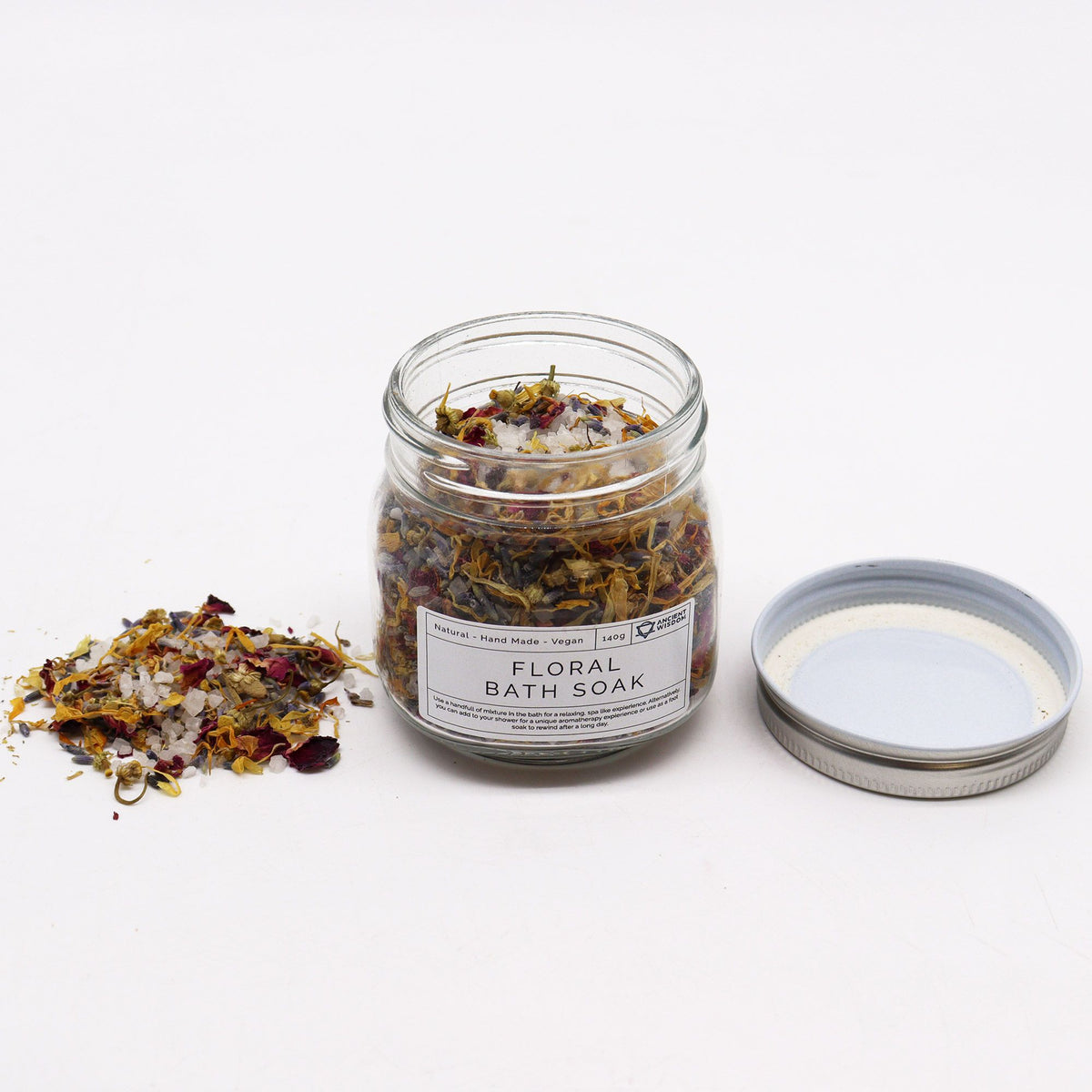 Floral Bath Soak | Lavender, Rose & Chamomile | Sea Salt | 140g | Amber & Calm
