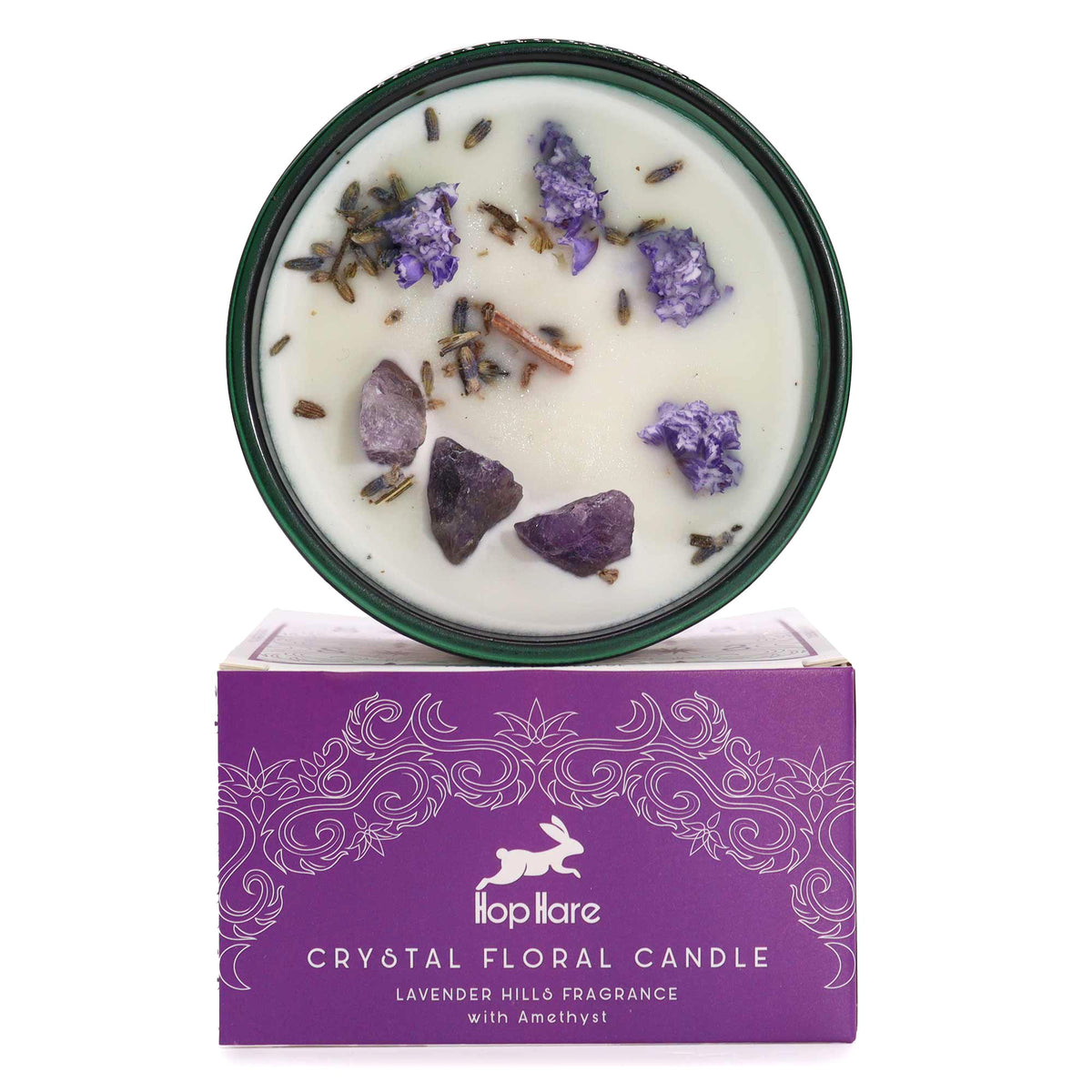 The Moon Crystal Magic Candle | Lavender Hills | Amethyst | Tarot Candle Spiritual Gift