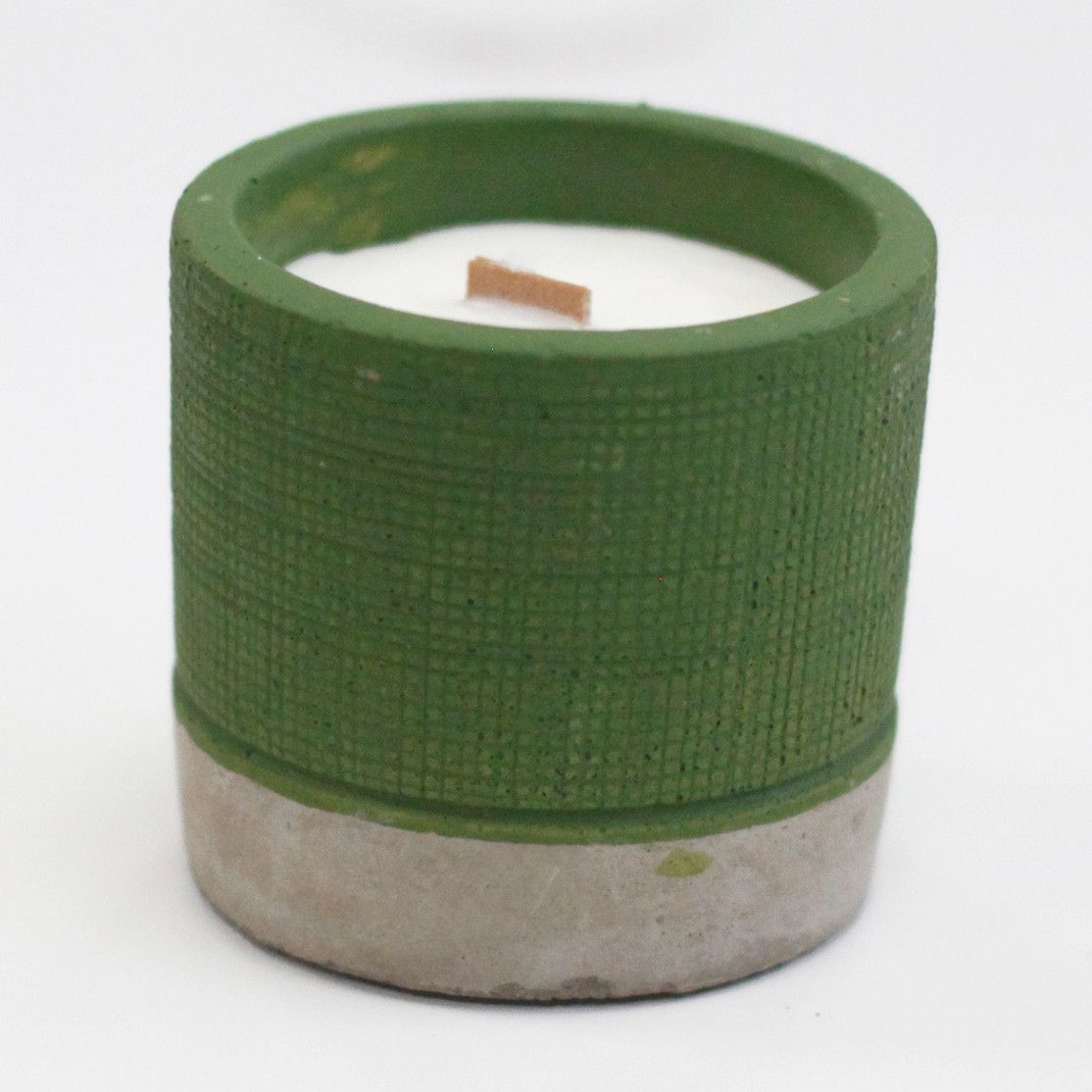 Sea Moss & Herbs Concrete Candle | Wooden Wick | Green Pot | Amber & Calm
