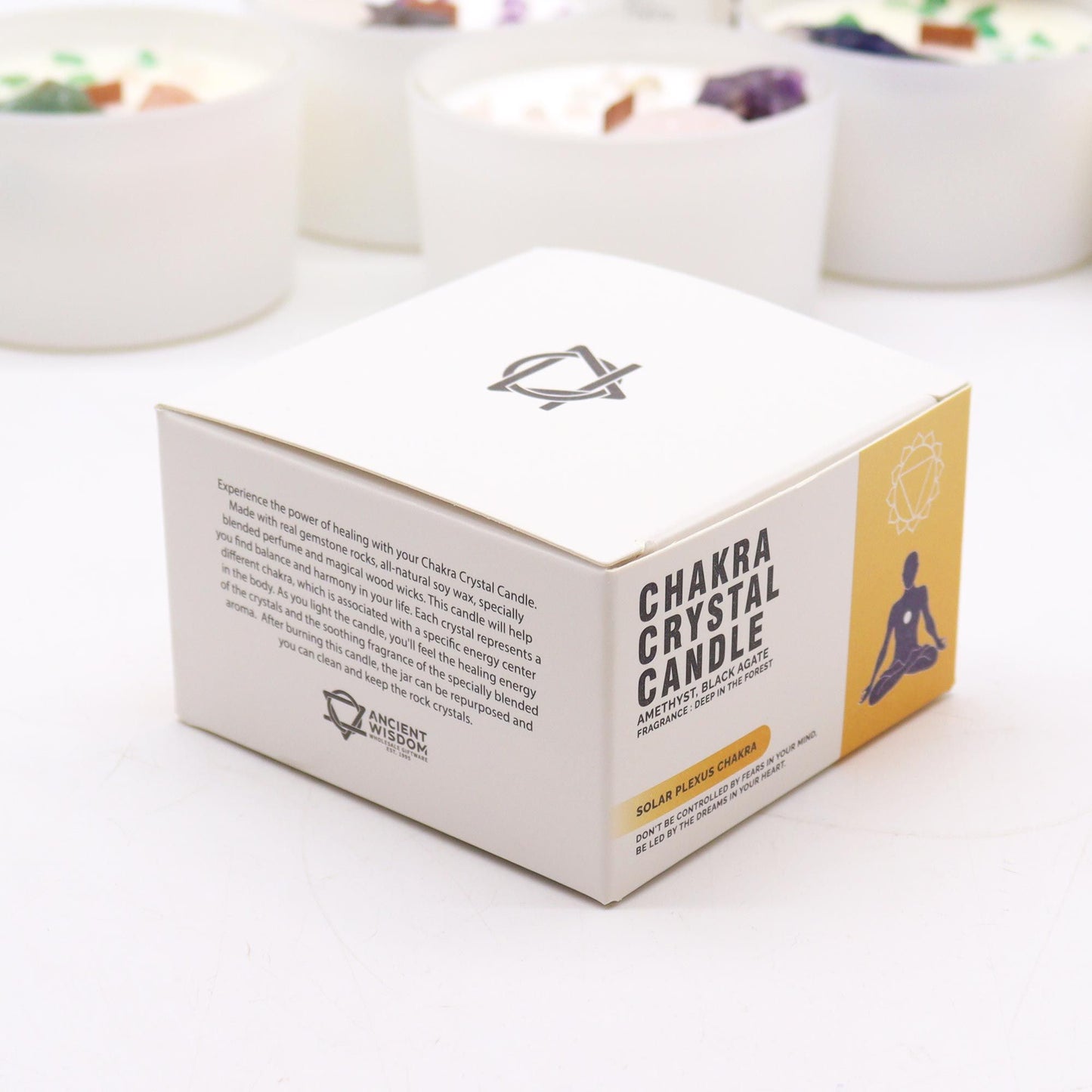 Solar Plexus Chakra Crystal Candle | Deep in the Forest | Amethyst & Black Agate | Confidence & Power Gift