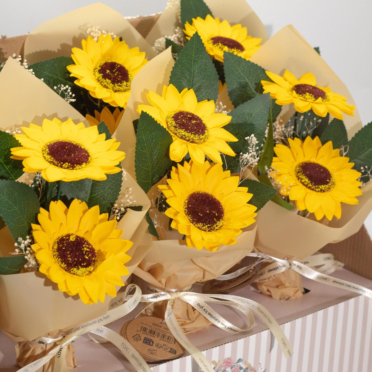 Soap Flower Sunflower Bouquet | Two Stems | Luxury Floral Gift | Birthday & Thank You Gift