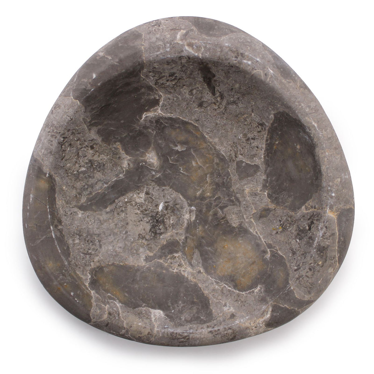 Tri-Oval Marble Soap Dish | Grey & Black Natural Stone | Luxury Bathroom Accessory | Artisan Home Gift