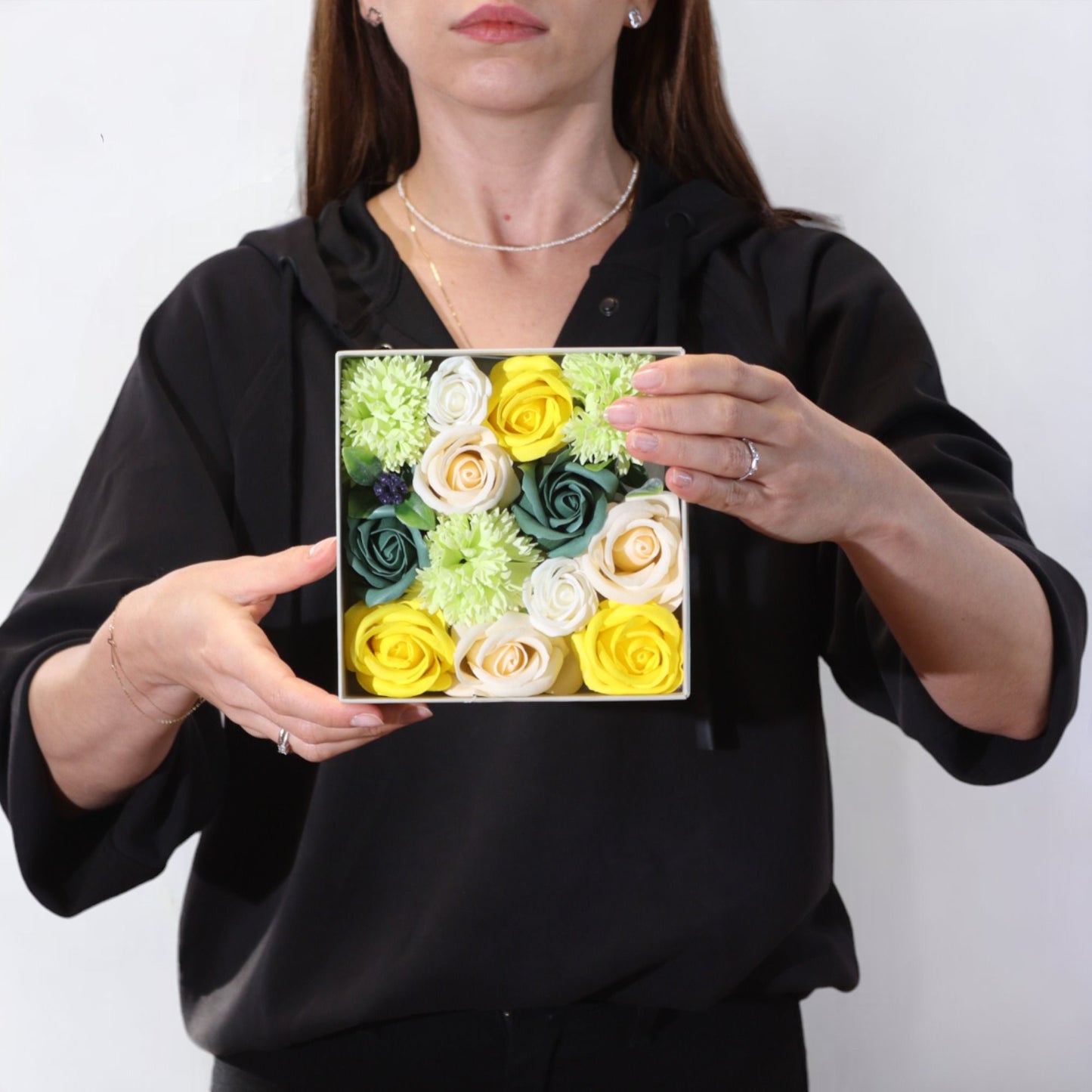 Spring Celebrations Square Gift Box | Yellow & Green | Luxury Easter & Spring Gift