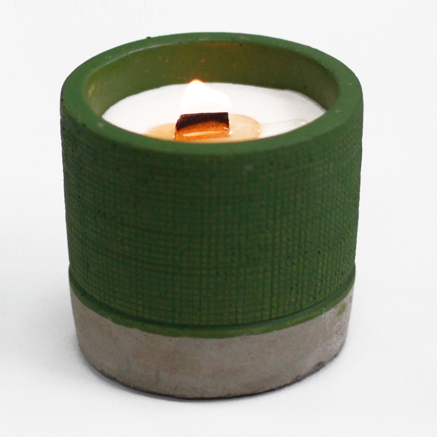 Sea Moss & Herbs Concrete Candle | Wooden Wick | Green Pot | Amber & Calm