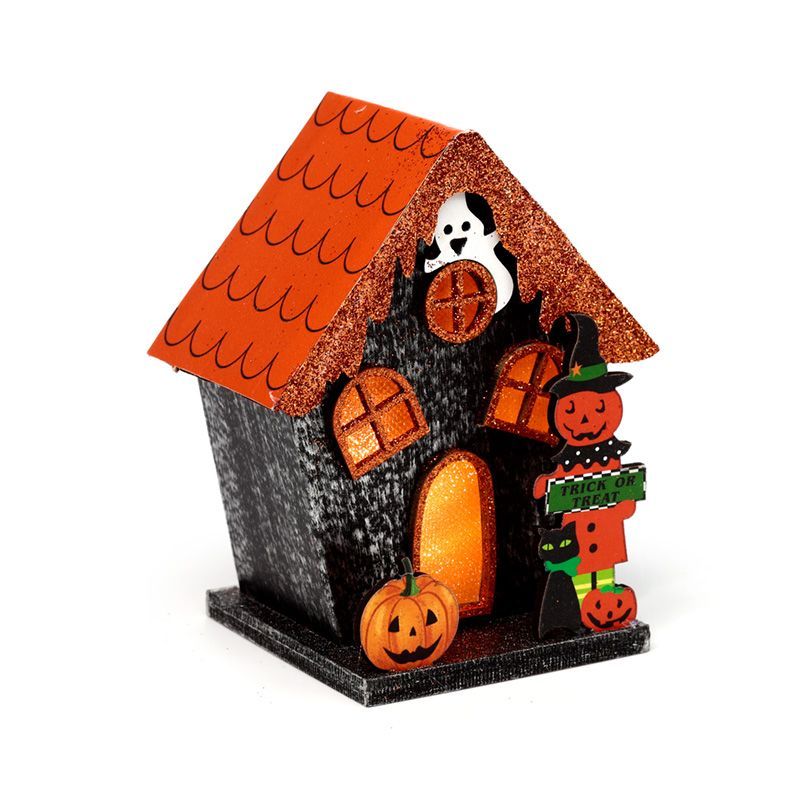 Trick or Treat LED Pumpkin House Halloween Decoration | Glowing Spooky Ornament