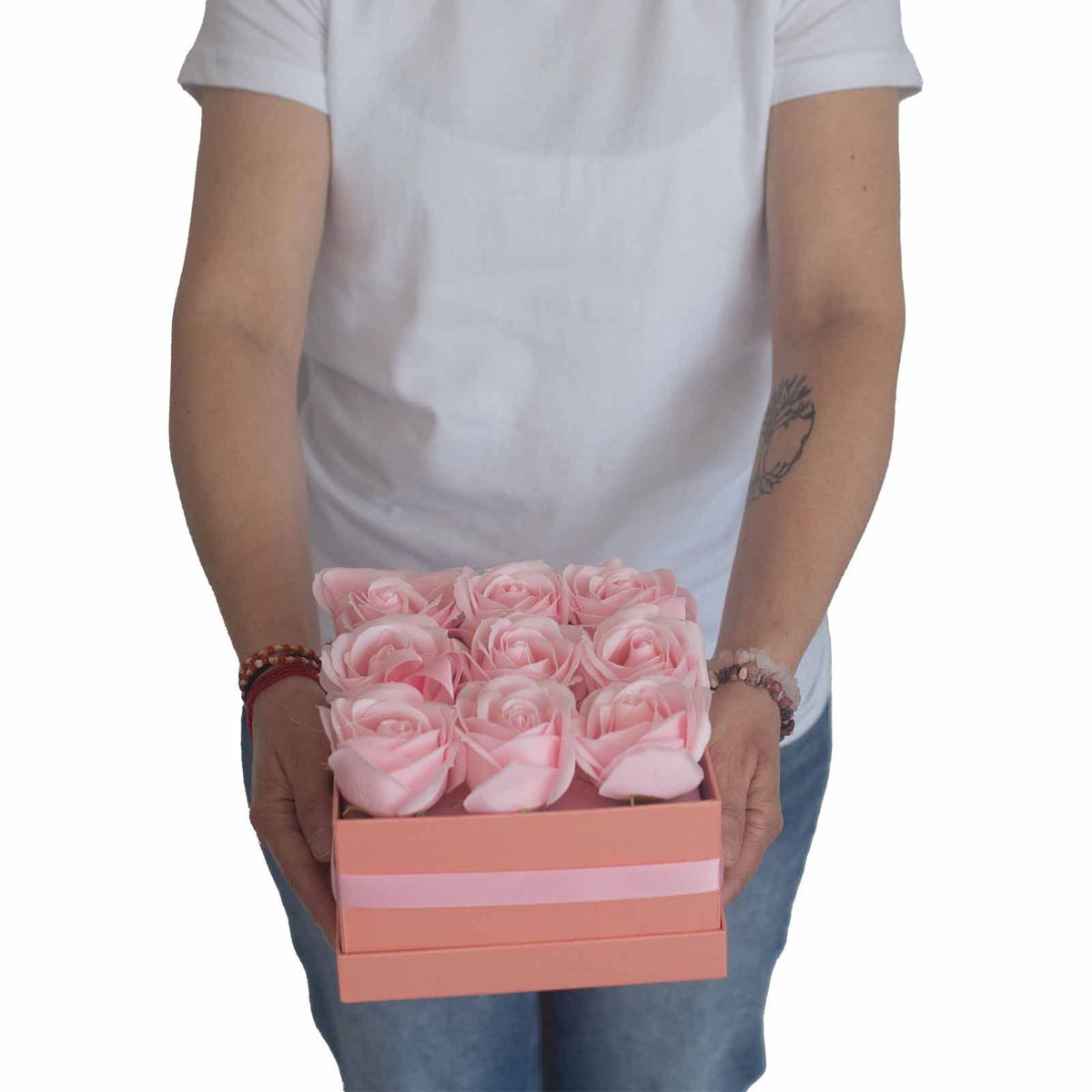 Pink Rose Soap Flower Bouquet | 13 Roses Heart | Luxury Romantic Bath Gift | Valentine's Mother's Day