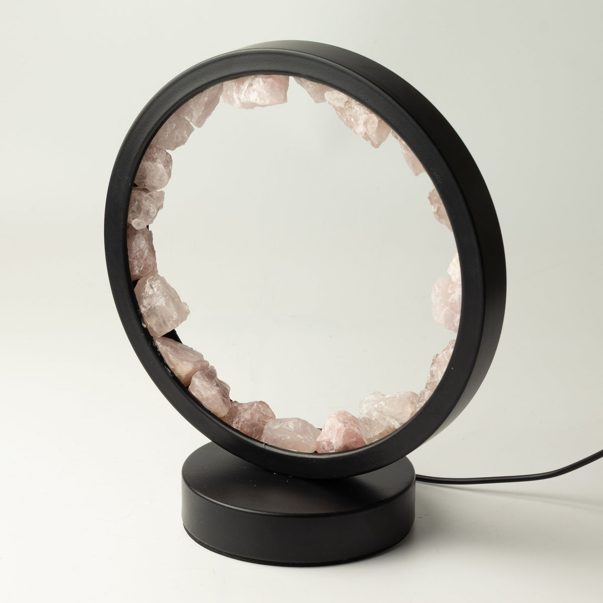 Rose Quartz Gemstone Halo Lamp | Natural Crystal Ring Light | USB | Zen Body | Love & Self-Care Gift