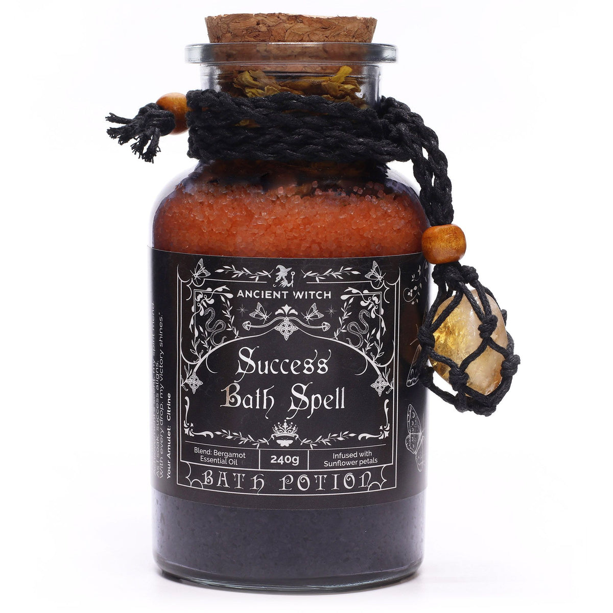 Witch Bath Spell Potion & Citrine Crystal Amulet | Success | Witchy Self-Care Gift