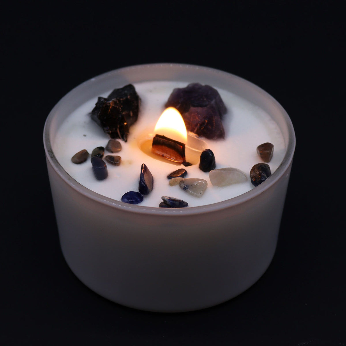 Solar Plexus Chakra Crystal Candle | Deep in the Forest | Amethyst & Black Agate | Confidence & Power Gift