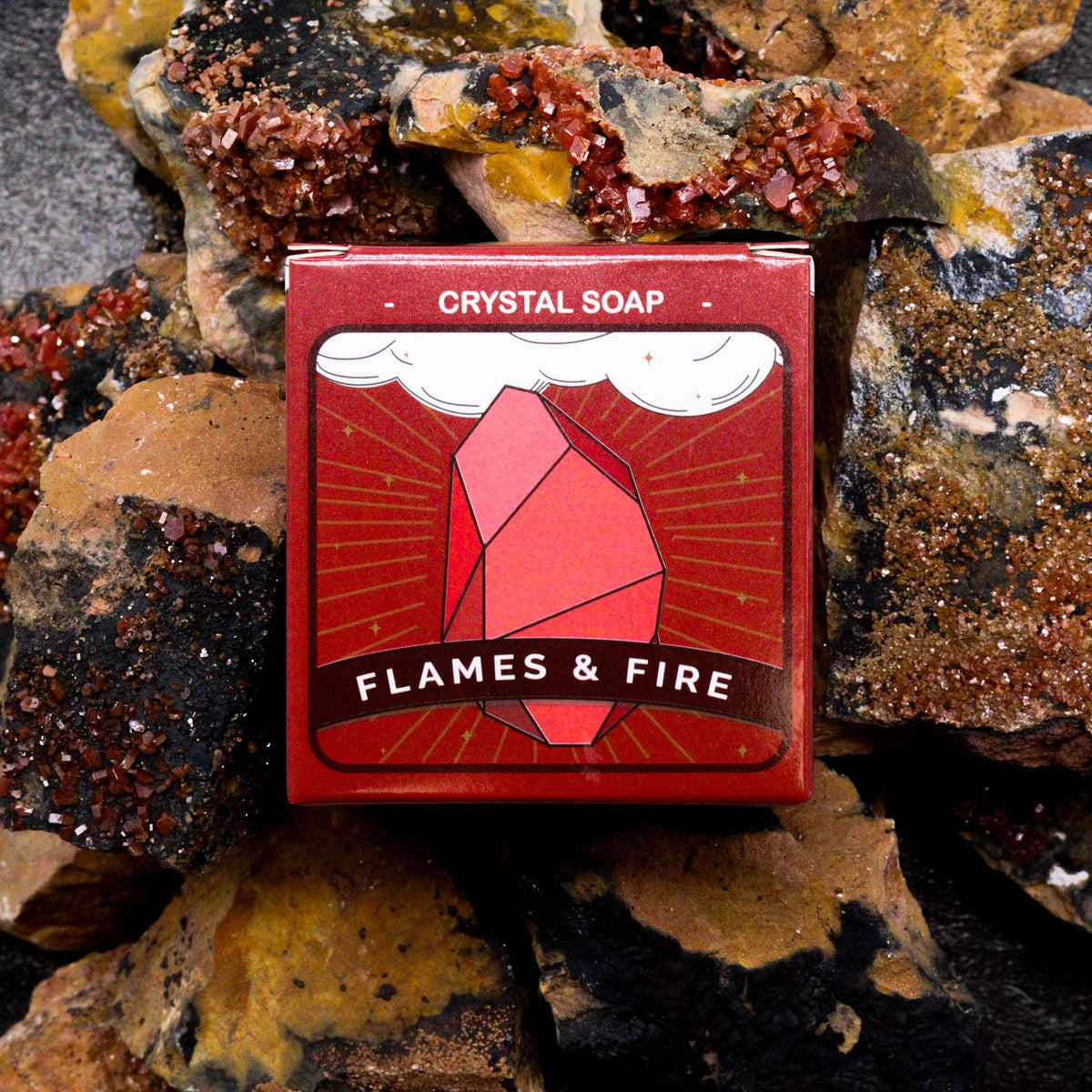 Crystal Elemental Soap | Fire | Gemstone Inside | Natural Handcrafted Soap | Gift for Her