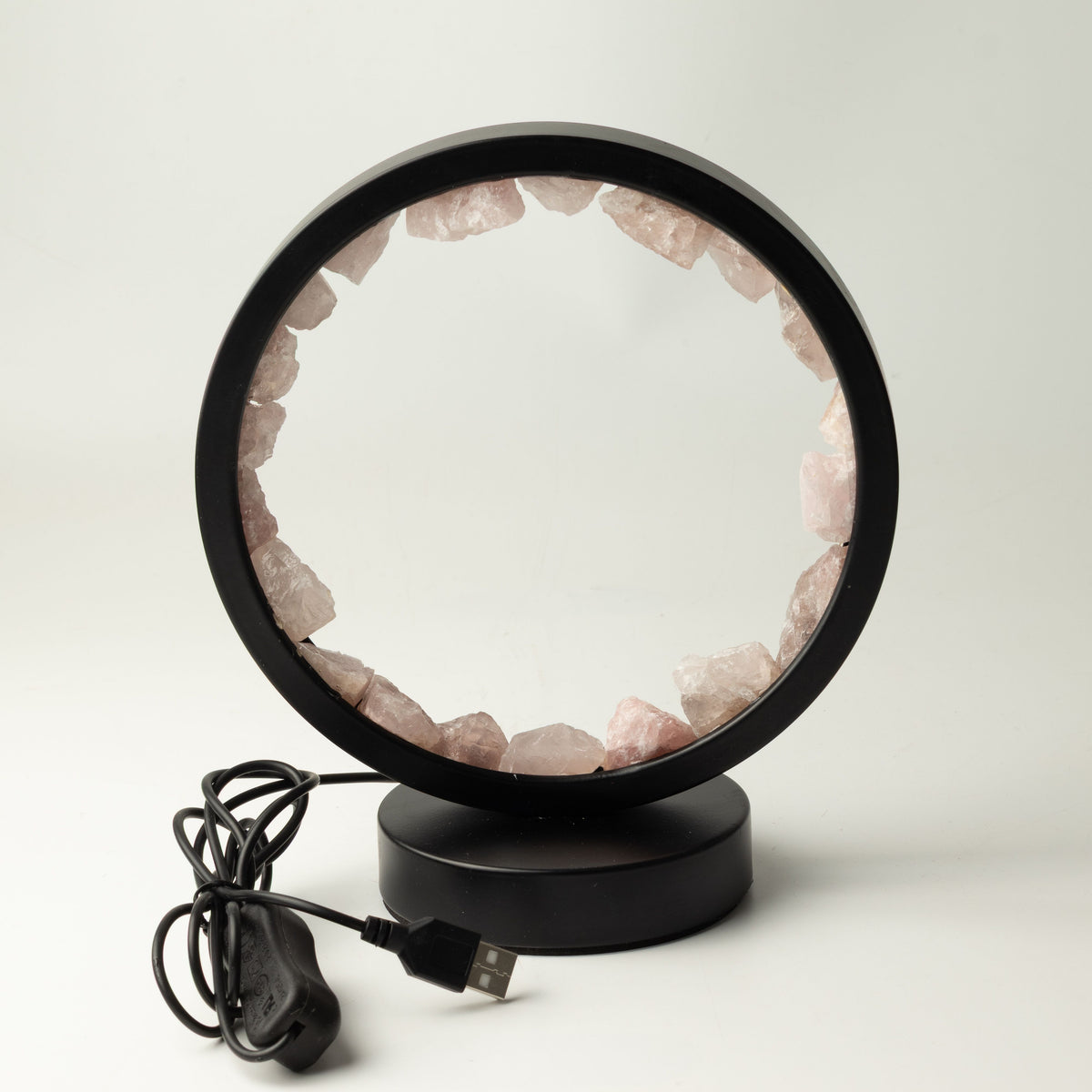 Rose Quartz Gemstone Halo Lamp | Natural Crystal Ring Light | USB | Zen Body | Love & Self-Care Gift