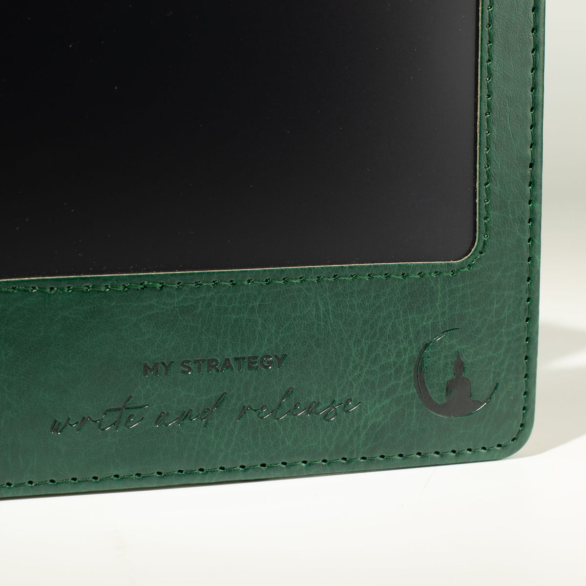 A5 Intention Notebook | LCD Wipe Screen & 80 Lined Pages | Green Leather Effect | Journaling Gift