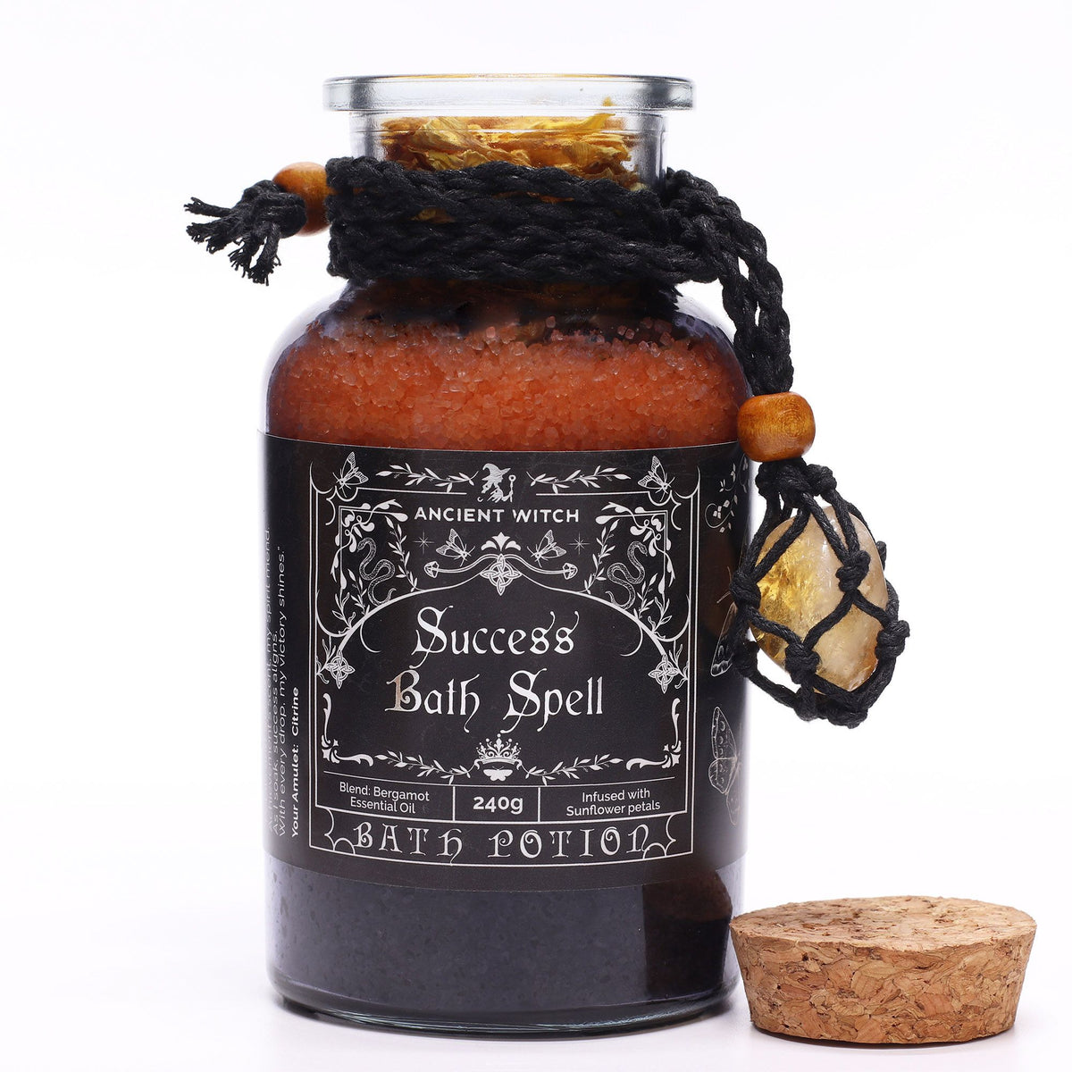 Witch Bath Spell Potion & Citrine Crystal Amulet | Success | Witchy Self-Care Gift
