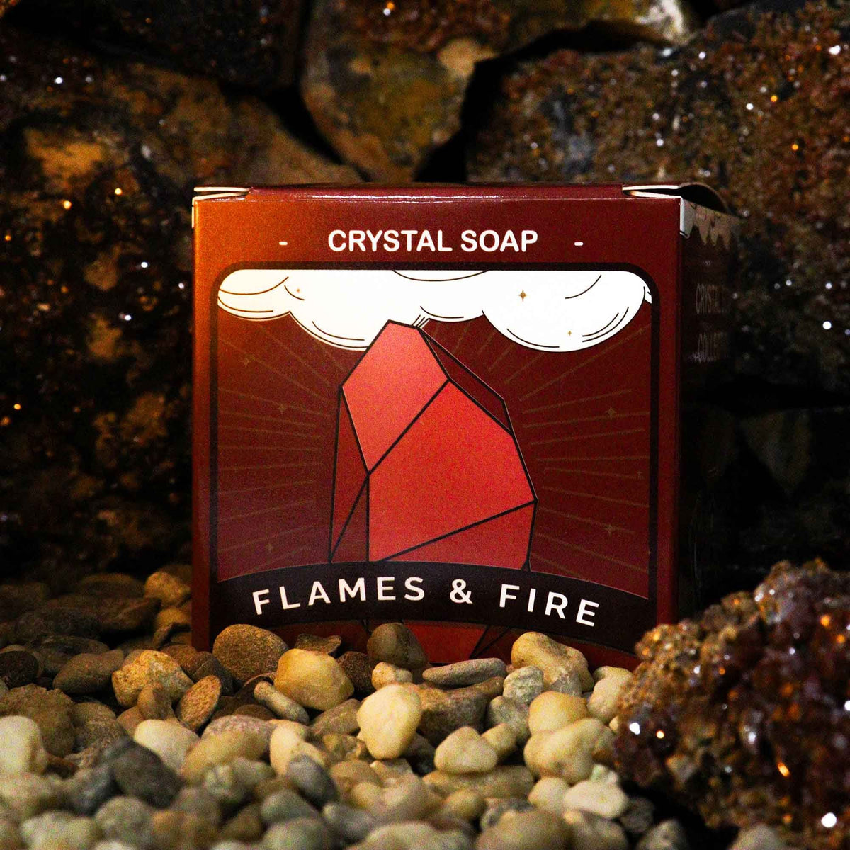 Crystal Elemental Soap | Fire | Gemstone Inside | Natural Handcrafted Soap | Gift for Her