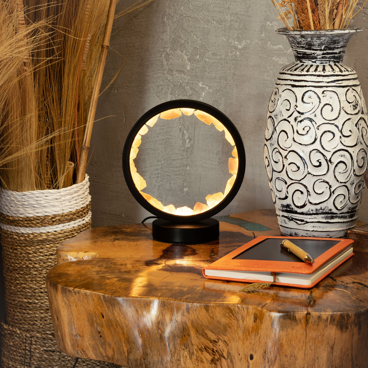 Rose Quartz Gemstone Halo Lamp | Natural Crystal Ring Light | USB | Zen Body | Love & Self-Care Gift