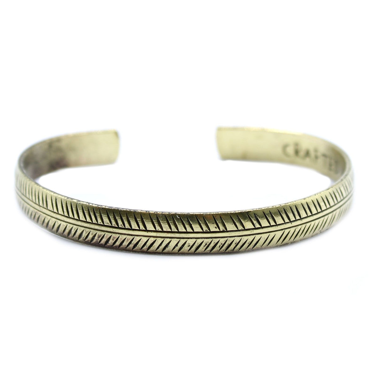 Brass Tibetan Slim Tribal Leaf Bracelet