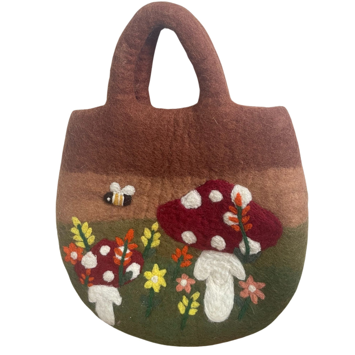 Mushroom Garden Felted Bag | Handmade in Nepal | Fair Trade