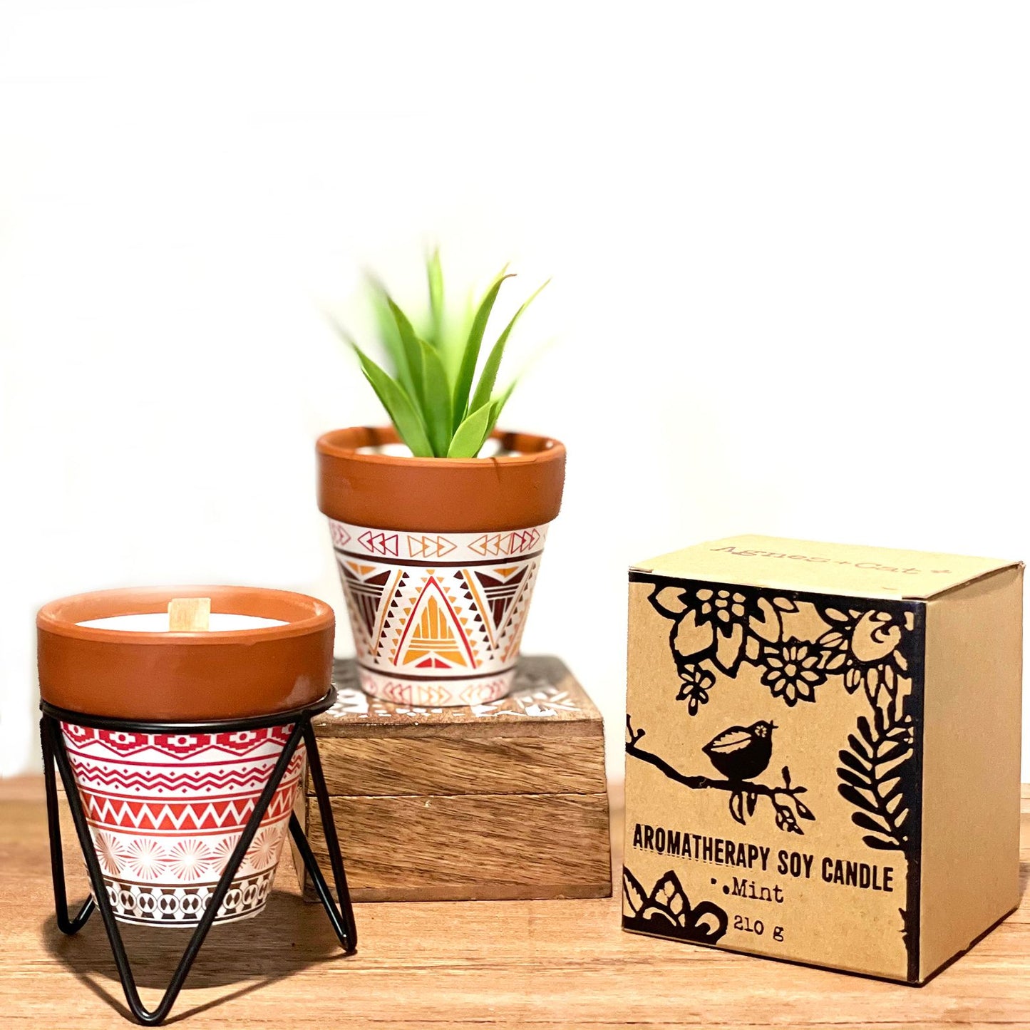Mint Herb Garden Candle | Wooden Wick Home Fragrance Gift