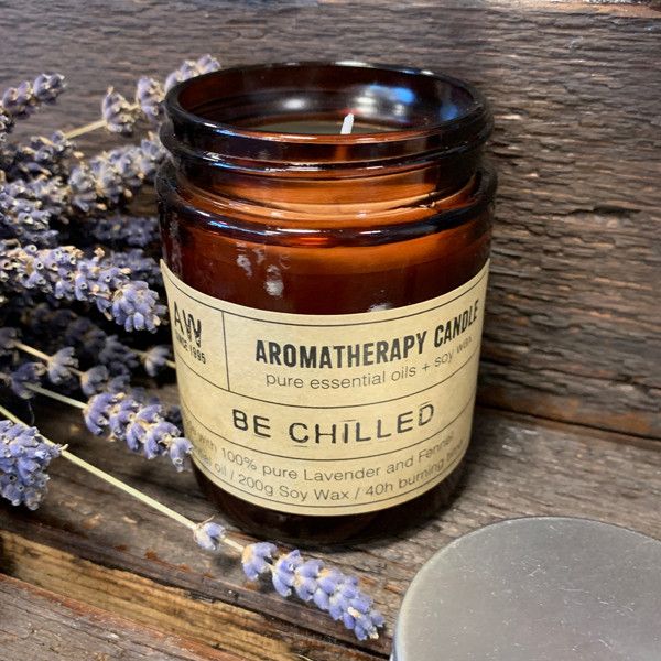 Lavender & Fennel Essential Oil Soy Candle | Be Chilled Aromatherapy Candle Gift