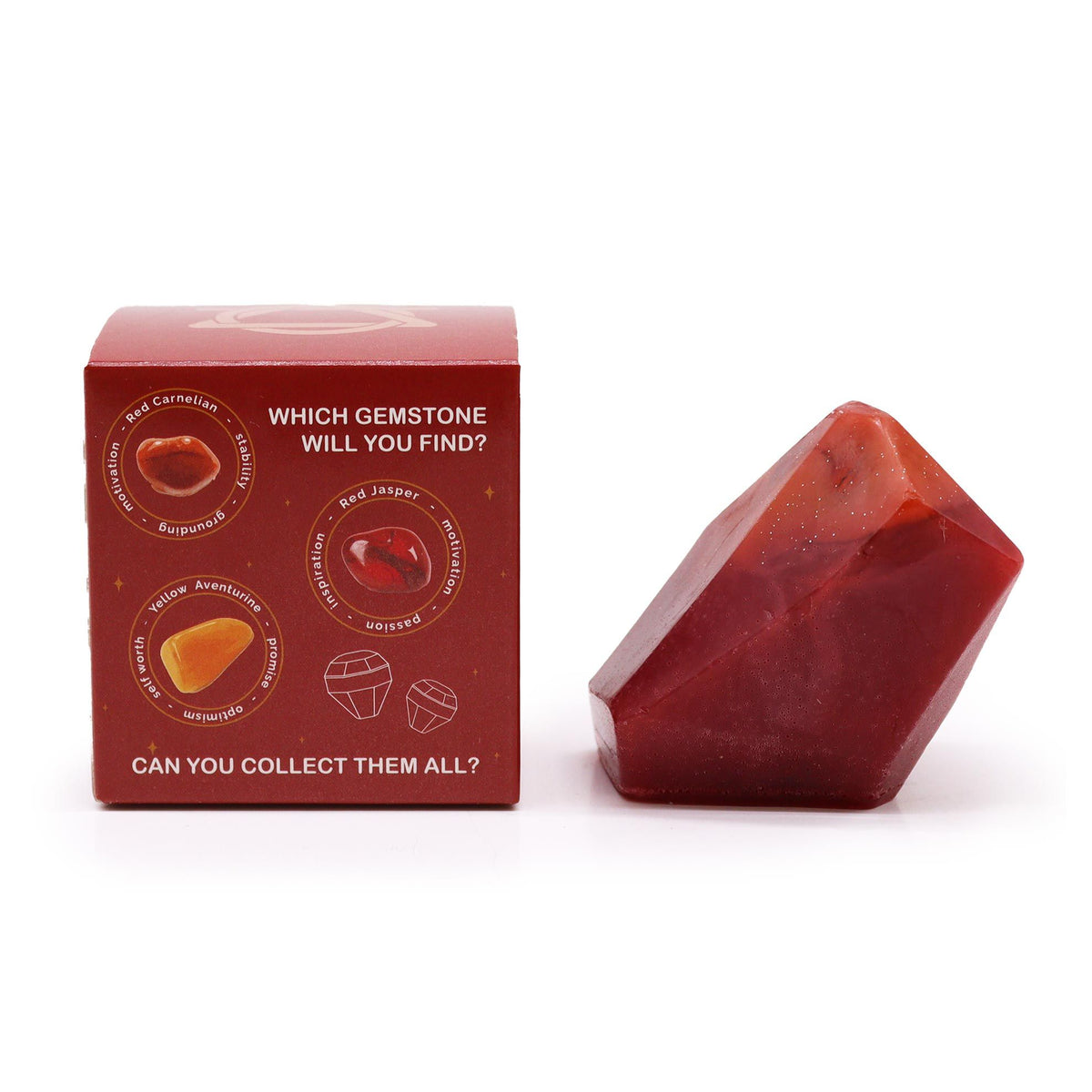 Crystal Elemental Soap | Fire | Gemstone Inside | Natural Handcrafted Soap | Gift for Her