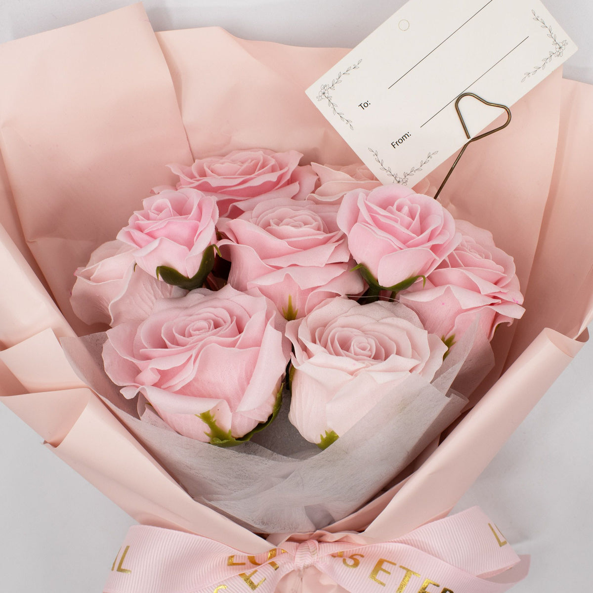 Love is Eternal Pink Roses Bouquet Gift Card | Romantic Gift | Birthday & Anniversary