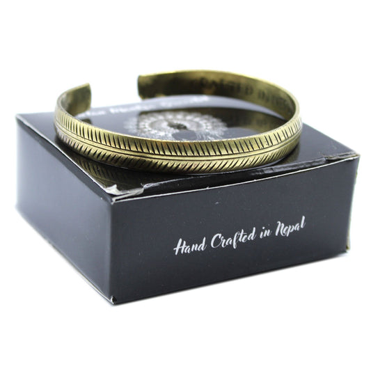 Brass Tibetan Slim Tribal Leaf Bracelet