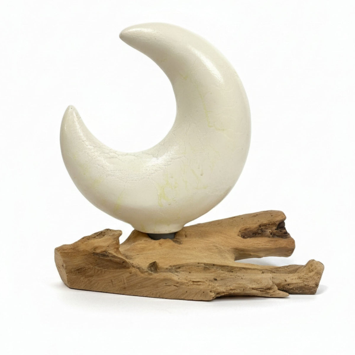 DriftGlow Crackle Half Moon Shade Lamp | Grey | Ambient Home Lighting | Wellness Gift