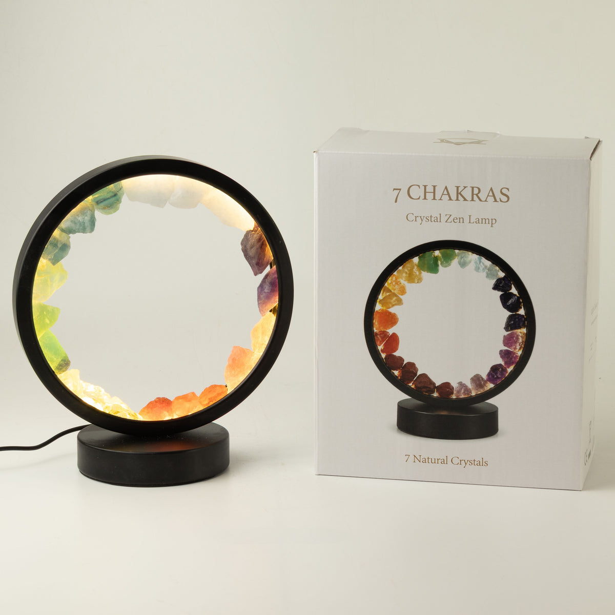 7 Chakra Gemstone Halo Lamp | 7 Natural Crystals | USB | Zen Spirit | Yoga & Meditation Gift