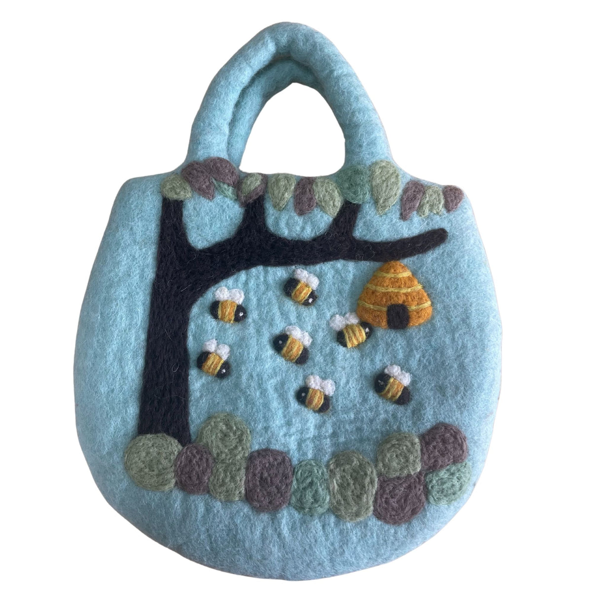 Tree & Beehive Felted Bag | Handmade in Nepal | Fair Trade