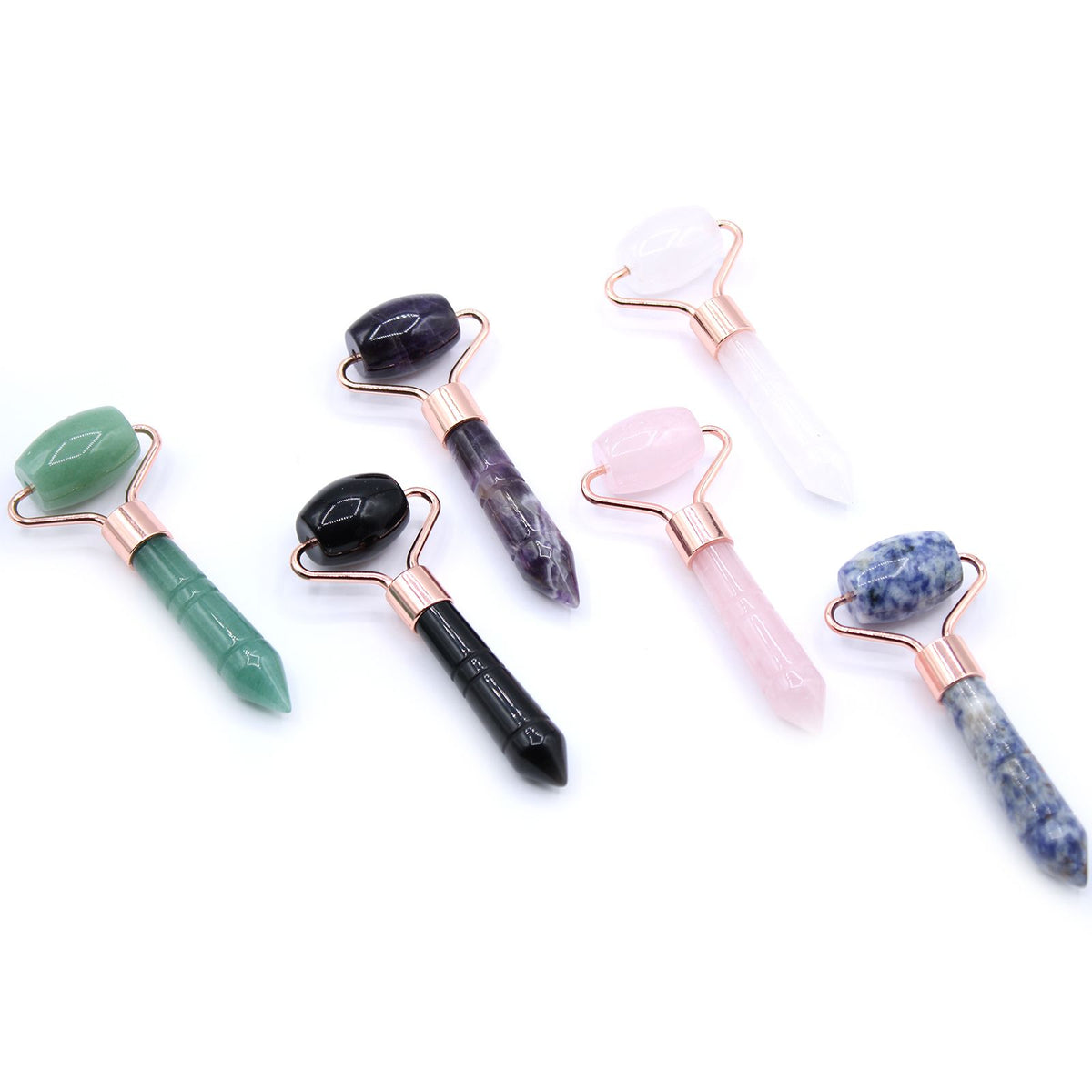 Sodalite Gemstone Mini Face Roller | Under-Eye & Facial Massage Tool | Amber & Calm