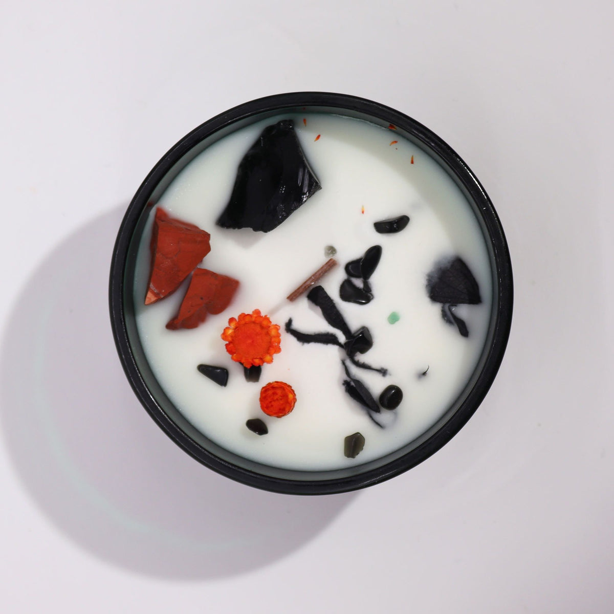 The Devil Crystal Magic Candle | Blooming Inferno | Red Jasper & Black Agate | Dark Tarot Halloween Gift