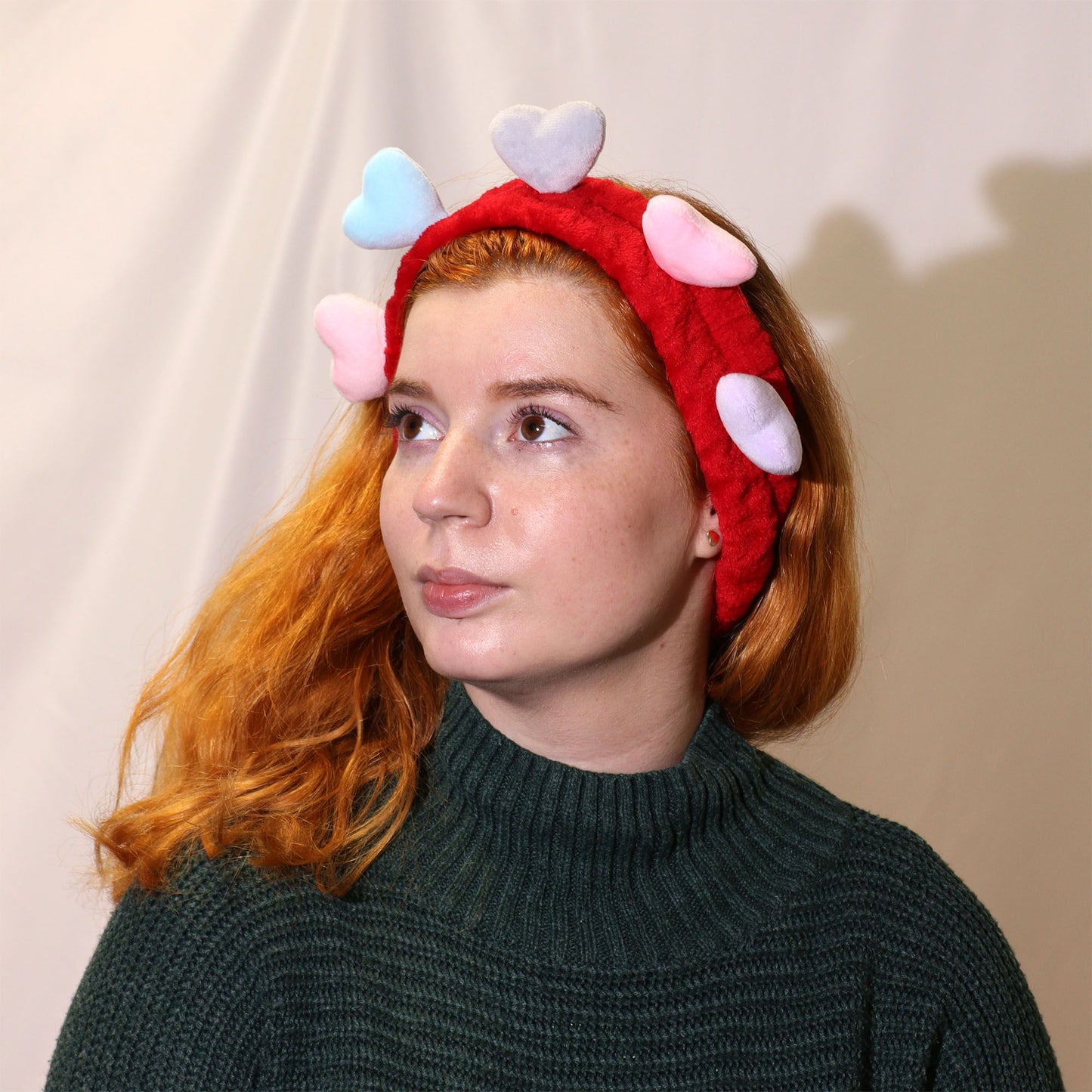 Love & Hearts Makeup Headbands | Romantic Skincare Gift Set of 5 | Soft Flannel | Amber & Calm