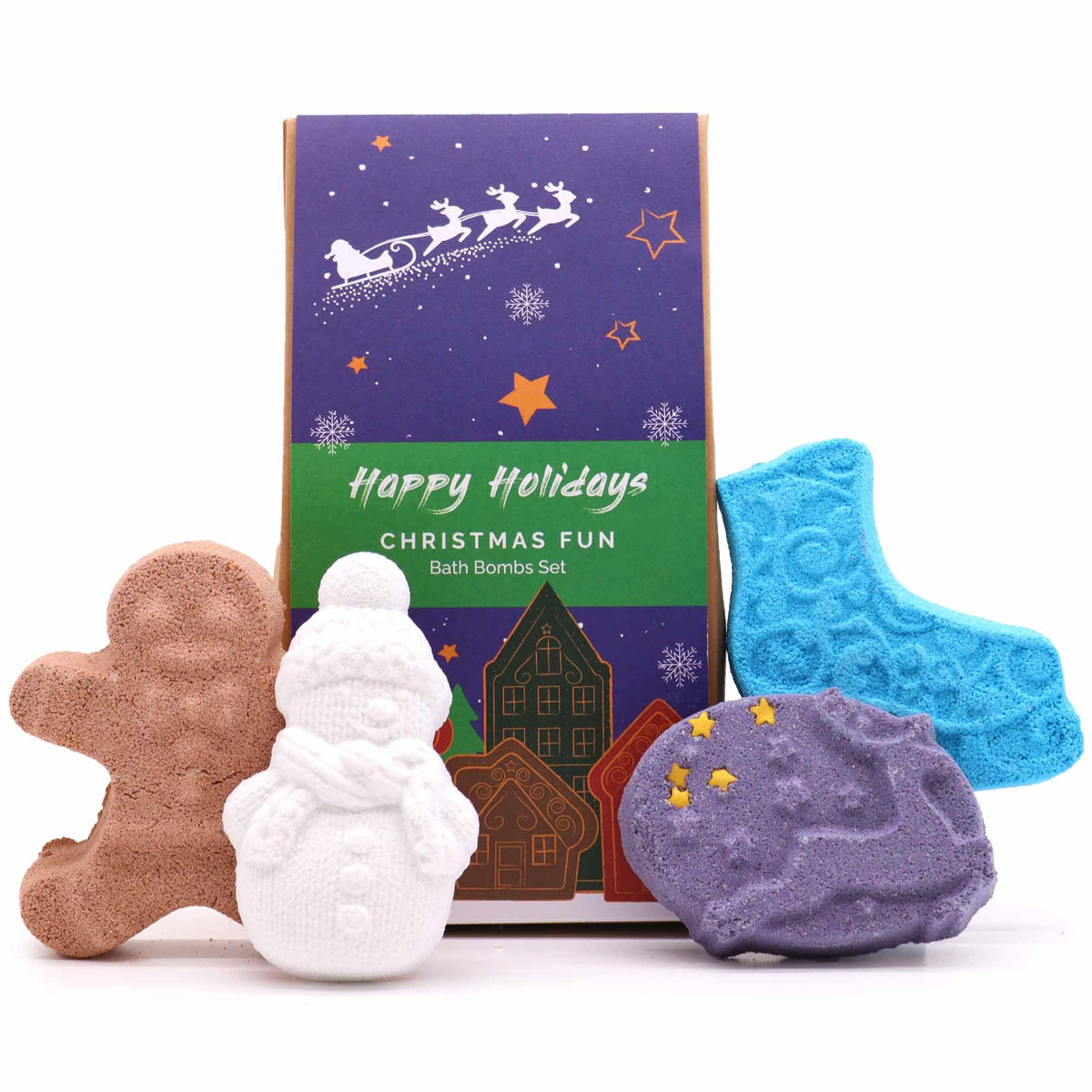 Christmas Fun Bath Bomb Gift Pack | 4 Festive Shaped Bath Bombs | Luxury Christmas Gift