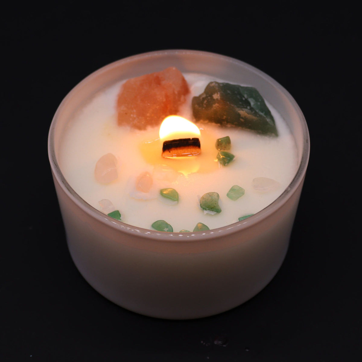 Heart Chakra Crystal Candle | Rose Musk | Rose Quartz & Crystal Jade | Love & Wellness Gift