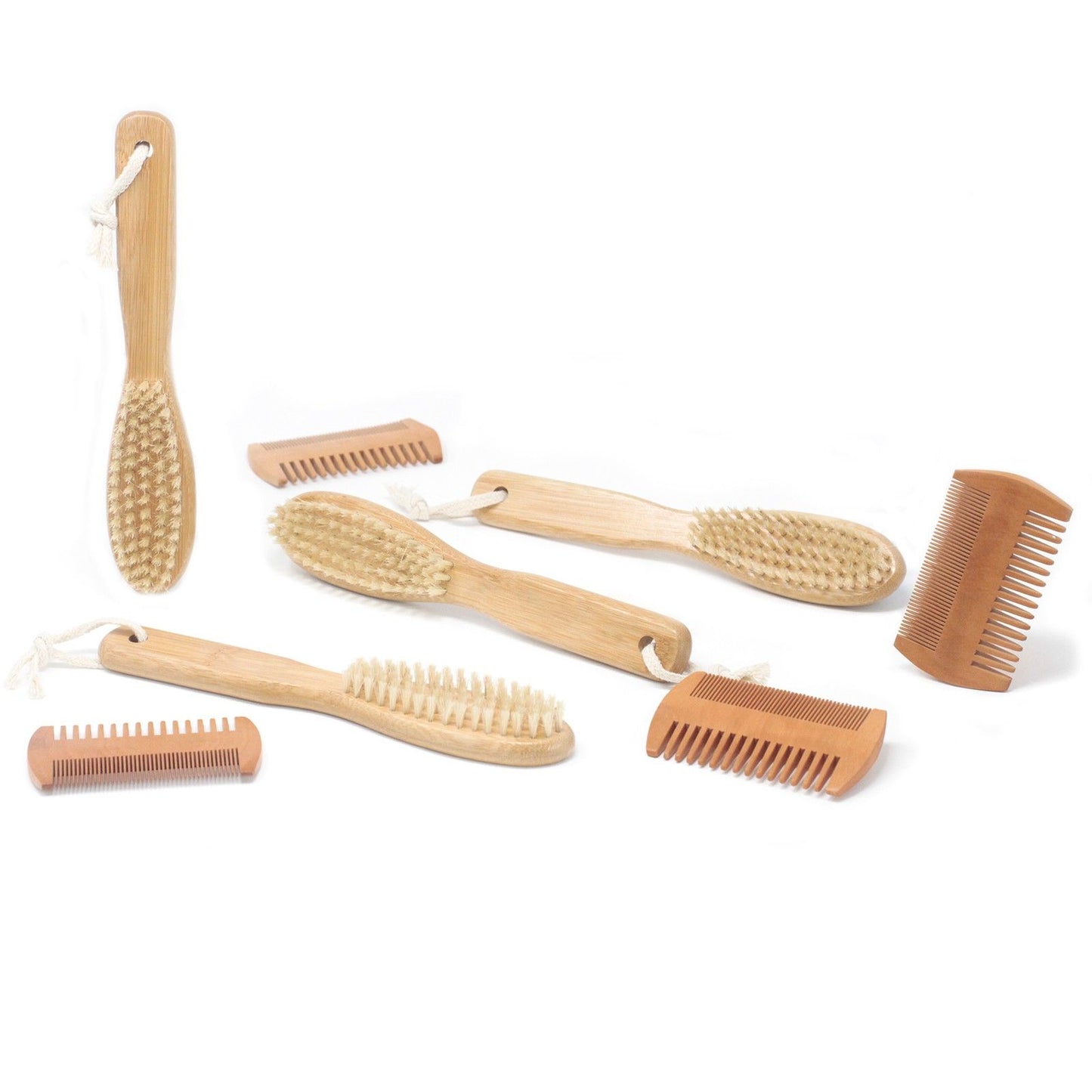 Natural Boar Hair Beard Brush | Bamboo & Pearwood | Grooming Gift for Him | Amber & Calm