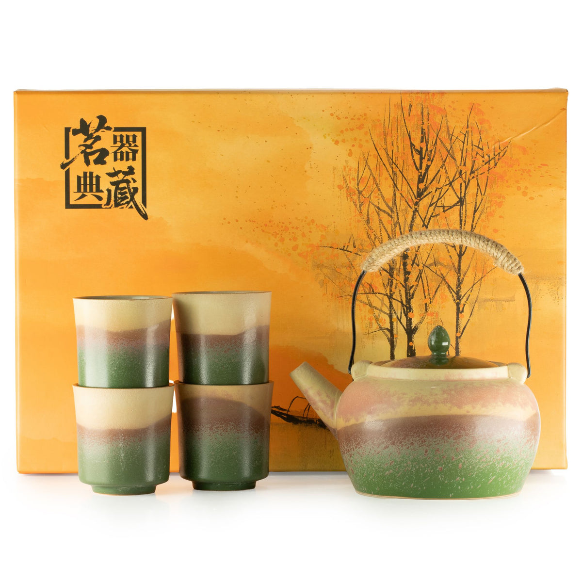Japanese Kyusu Style Tea Set & Four Cups | Green Tea Set | Mindful Gift | Birthday Gift for Tea Lovers