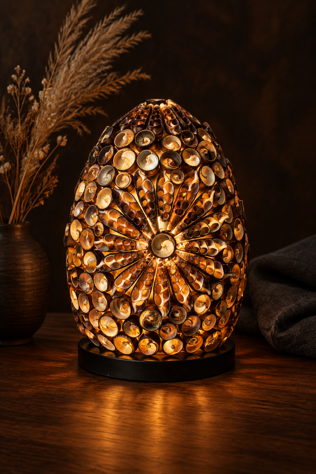 Boho Chocolate Twist Oval Shell Lamp Lifestyle