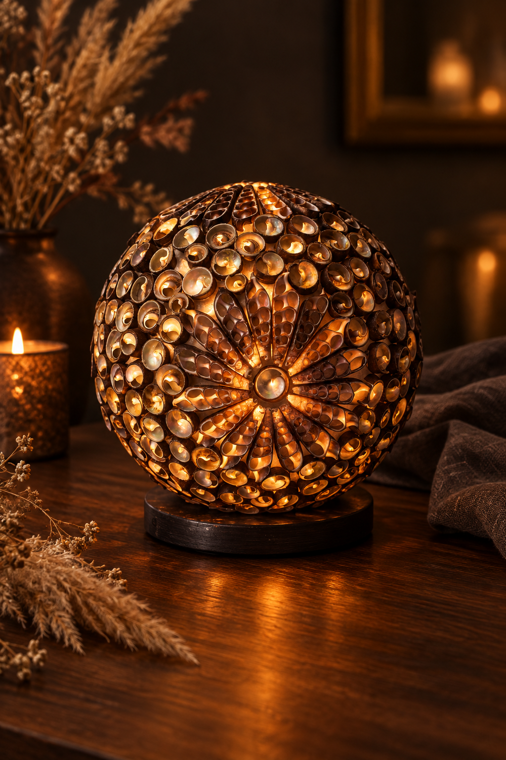 Boho Chocolate Twist Shell Lamp Lifestyle